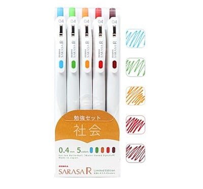 Zebra Sarasa R 0.4 Limited 5 Color Set A (Social)