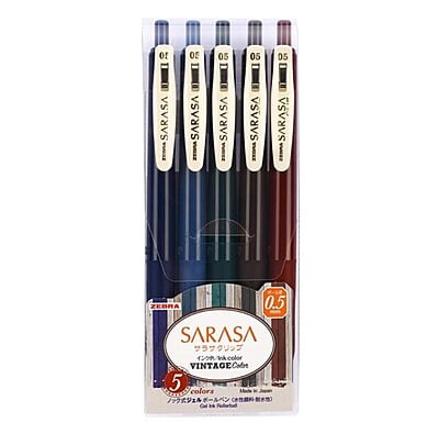 Zebra Sarasa Clip 0.5 Vintage Color 5 Color Set