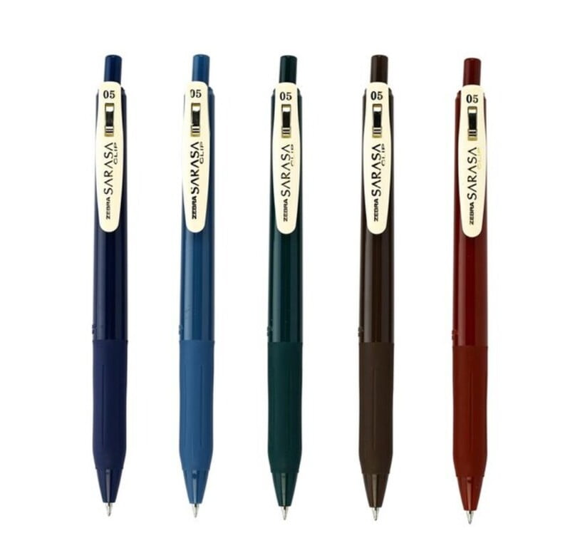 Zebra Sarasa Clip 0.5 Vintage Color 5 Color Set Zebra Sarasa Clip 0.5 Vintage Color 5 Color Set