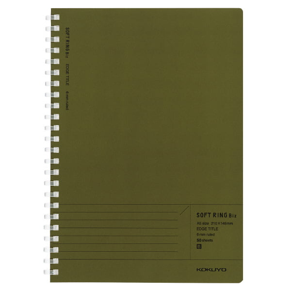 Kokuyo Soft Ring Biz Grid Ruled 50 Sheets A5 Green