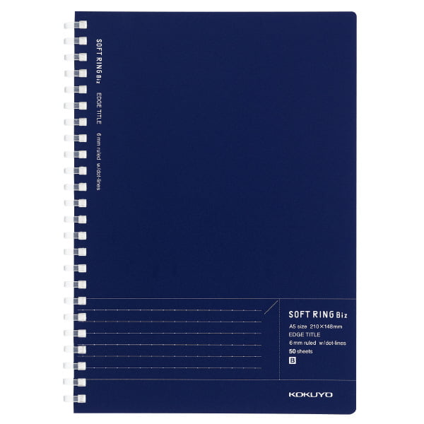 Kokuyo Soft Ring Biz Grid Ruled 50 Sheets A5 Navy Blue