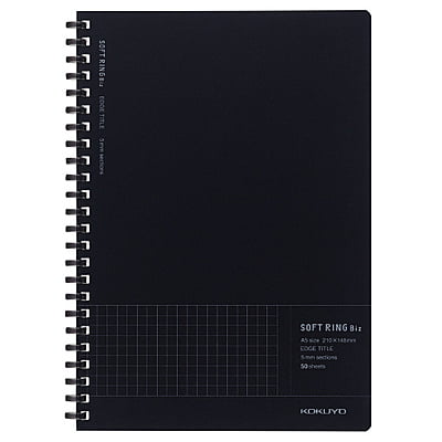 Kokuyo Soft Ring Biz Grid Ruled 50 Sheets A5 Black