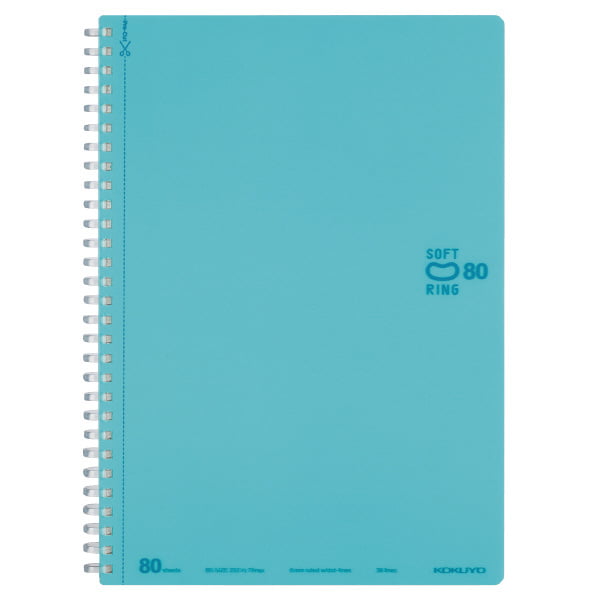 Kokuyo Soft Ring Dot B Ruled 80 Sheets Semi-B5 Light Blue