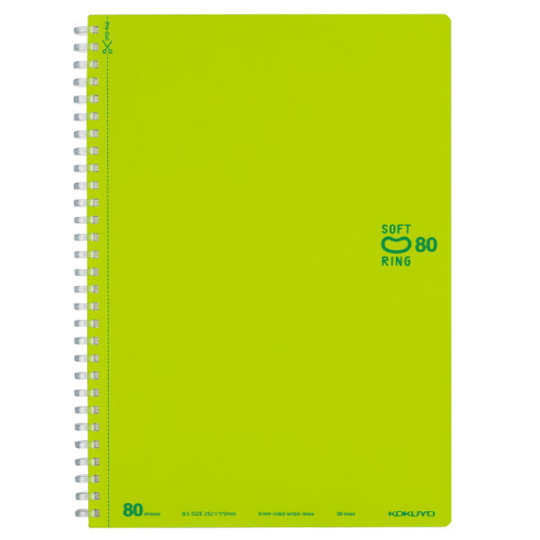 Kokuyo Soft Ring Dot B Ruled 80 Sheets Semi-B5 Yellow Green