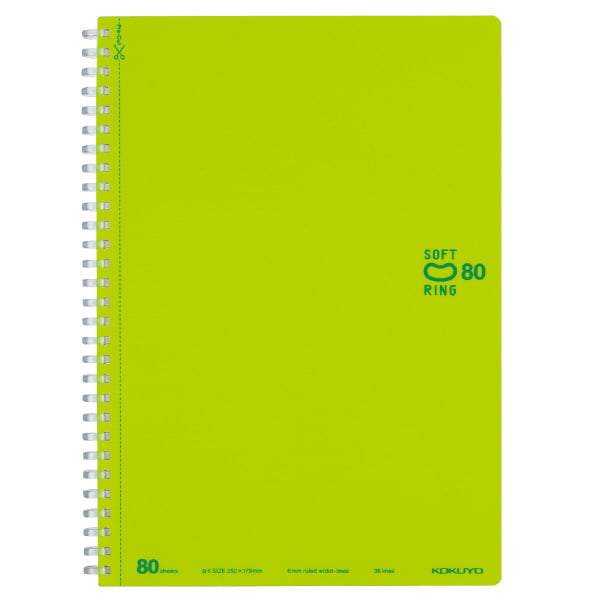 Kokuyo Soft Ring Dot B Ruled 80 Sheets Semi-B5 Yellow Green Kokuyo Soft Ring Dot B Ruled 80 Sheets Semi-B5 Yellow Green