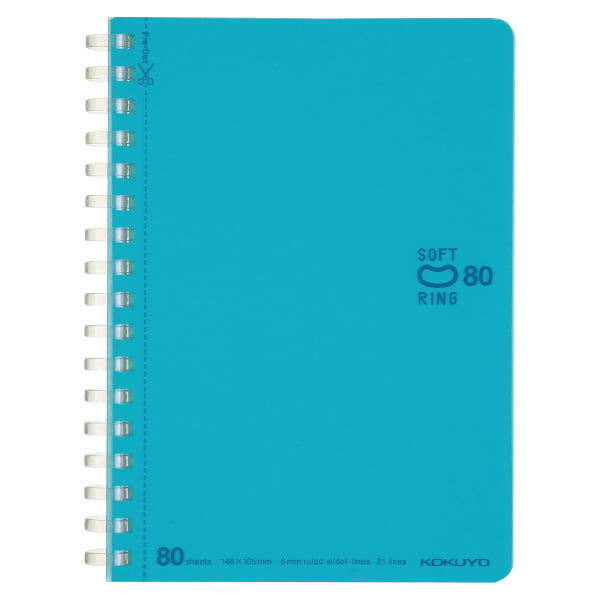 Kokuyo Soft Ring Dot Ruled 80 Sheets A6 Light Blue