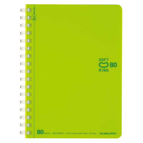 Kokuyo Soft Ring Dot Ruled 80 Sheets A6 Light Green