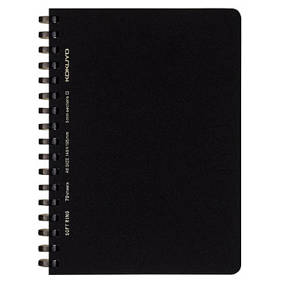 Kokuyo Soft Ring Grid Ruled 70 Sheets A6 Black