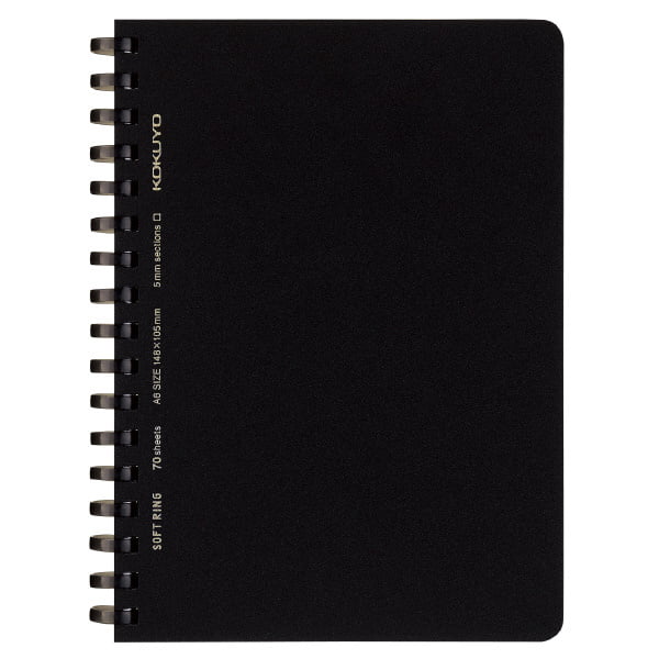 Kokuyo Soft Ring Grid Ruled 70 Sheets A6 Black