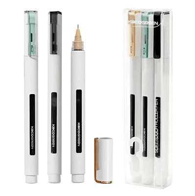 Kaco Tecflow Straight Liquid Ink Pens 0.5mm Fine Point Pen Set Pack of 3