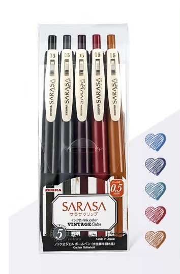 Zebra Sarasa Clip 0.5 Vintage Color 5 Color Set 2