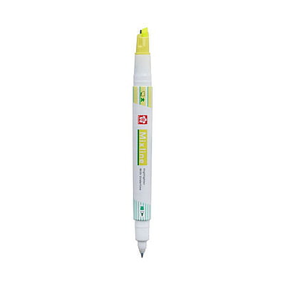 Sakura Crepas Mixline Twin Highlighter Pen Fluorescent Yellow