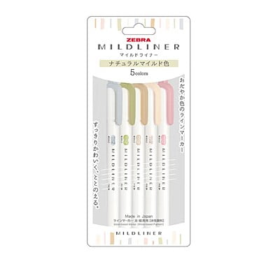 Zebra Mildliner 5 Color Set WKT7-5C-NTC Zebra Mildliner 5 Color Set WKT7-5C-NTC