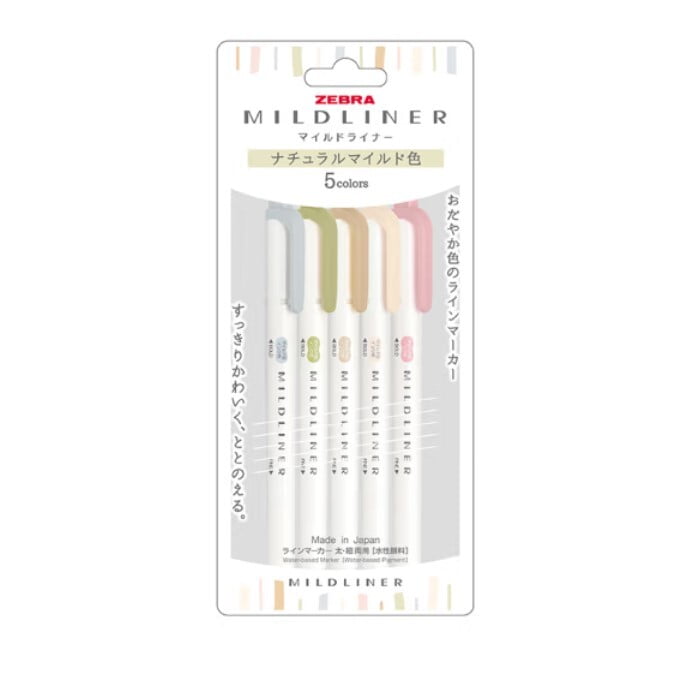 Zebra Mildliner 5 Color Set WKT7-5C-NTC