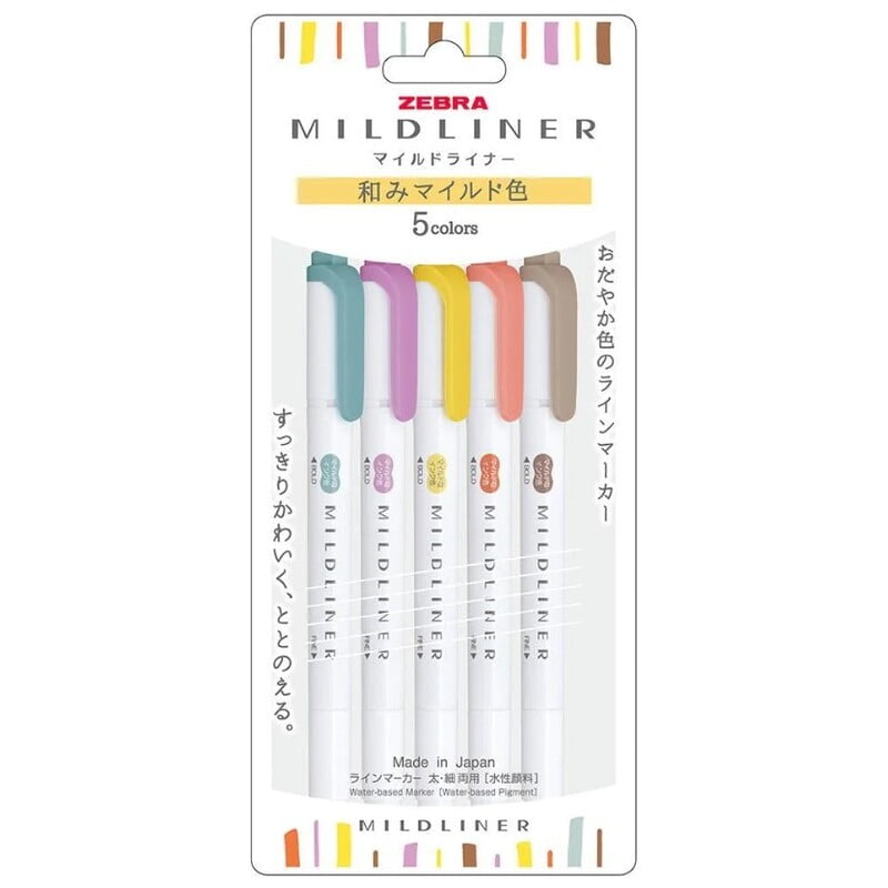 Zebra Mildliner 5 Color Set WKT7-5C-RC-N