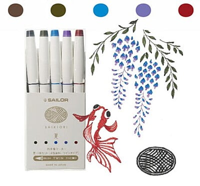 Sailor Shikiori Twin Brush Pens Summer Sailor Shikiori Twin Brush Pens Summer