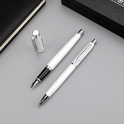 Baoke Fountain Pen(F) & Ballpoint Pen(0.7) Combo T12 Athens White