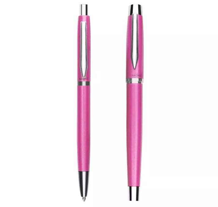 Baoke Fountain Pen(F) & Ballpoint Pen(0.7) Combo T12 Rose Red
