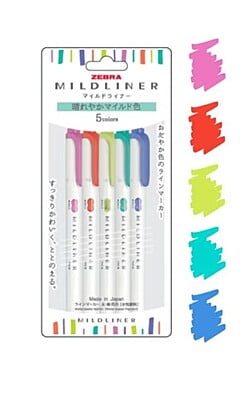 Zebra Mildliner 5 Color Set WKT7-5C-HC-N